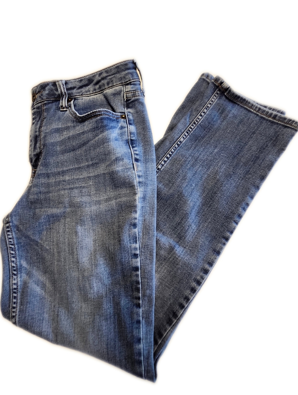 Flag & Anthem High Rise Straight Leg Medium Blue Wash Denim Jeans, 8/29